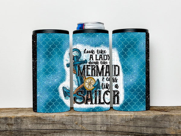 Drink like a Mermaid, Cuss like a Sailor Skinny Tumbler design